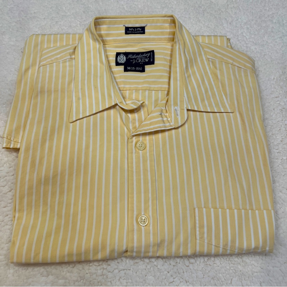 J. Crew Men's Shirt in Yellow and White Stripes